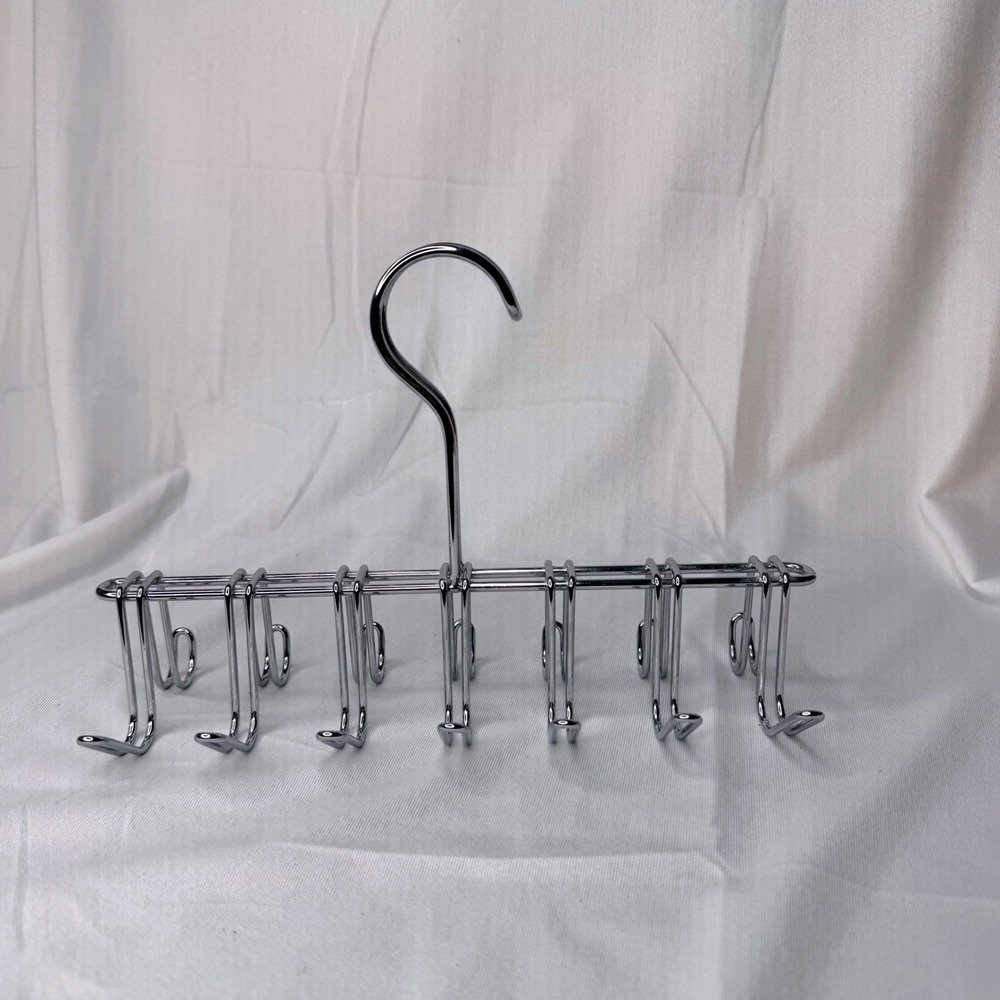 Chrome Belt and Tie Rack Organizer 14 Hook Metal Closet Hanger Silver